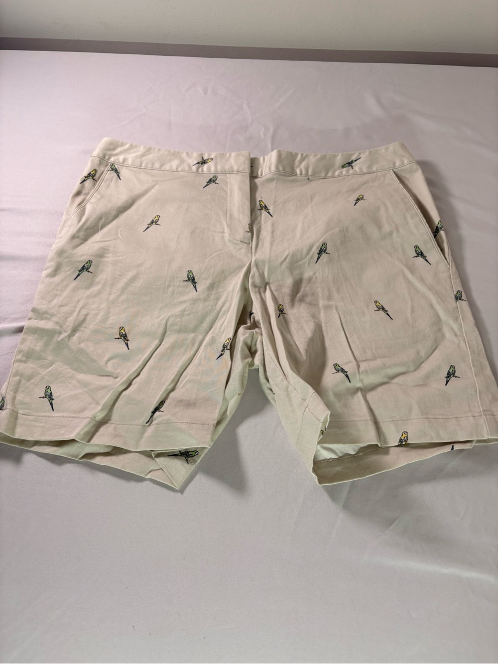Izod Parrot-Print Khaki Flat-Front Shorts